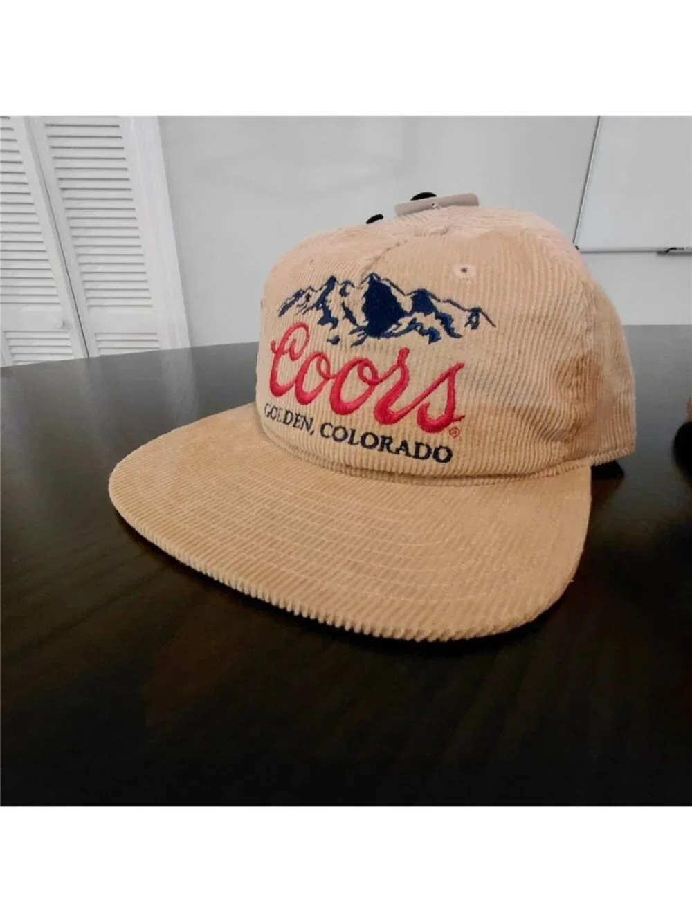 Licensed Coors Vintage Corduroy Hat Tan Flat Bill Snapback Golden Colorado 90s